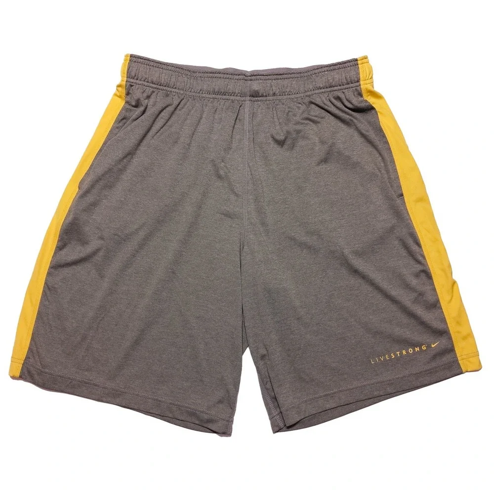 NIKE Livestrong Athletic Shorts 450833 Gray Yellow Men's XL